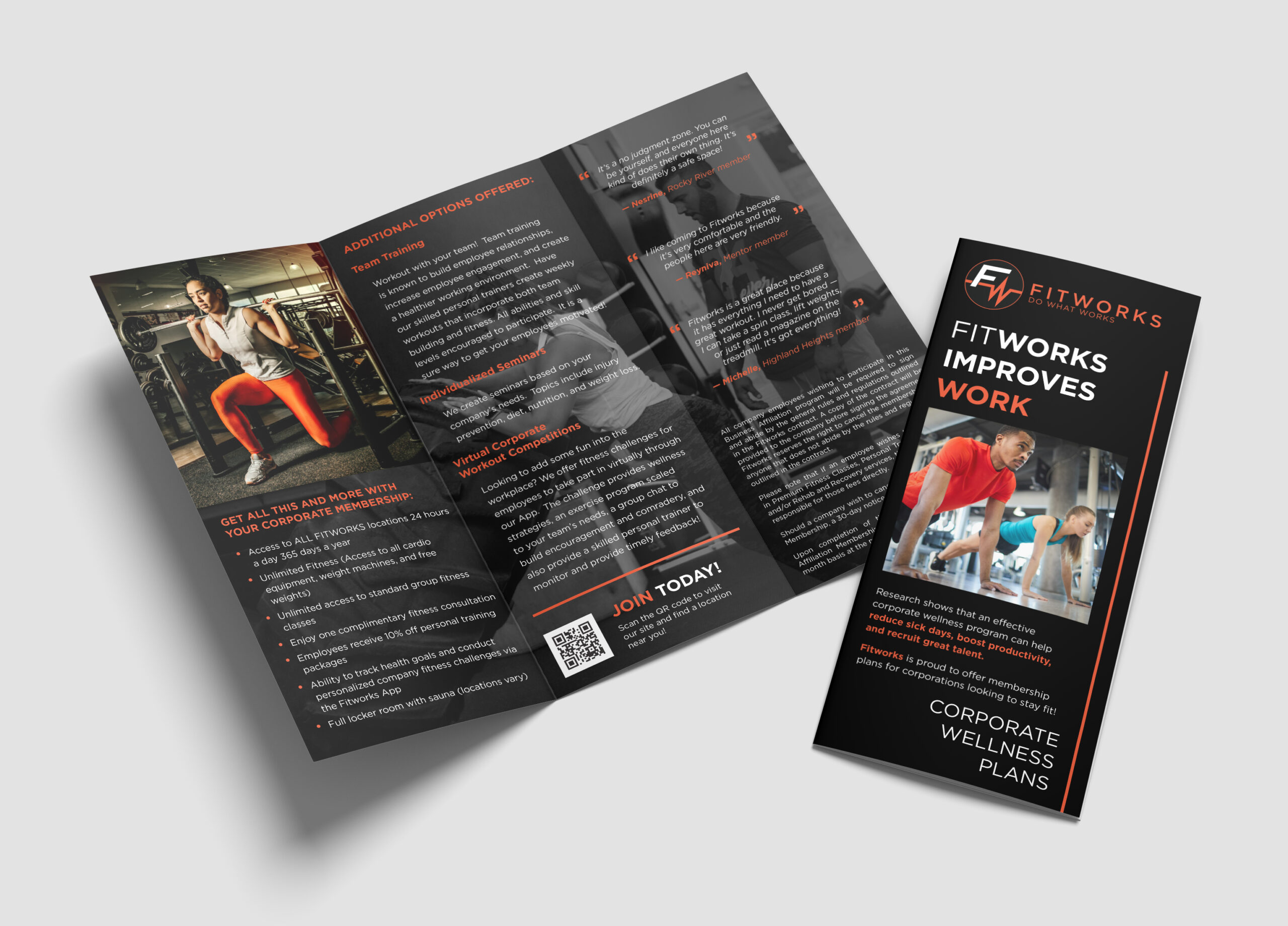 graphic design: fitworks tri-fold brochure