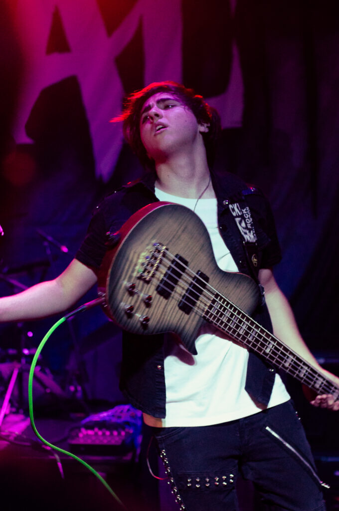 Metal band Liliac bassist playing at Winchester in Lakewood