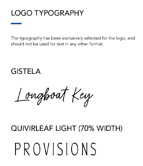 Case Study of Longboat Key Provisions featuring their typography and fonts