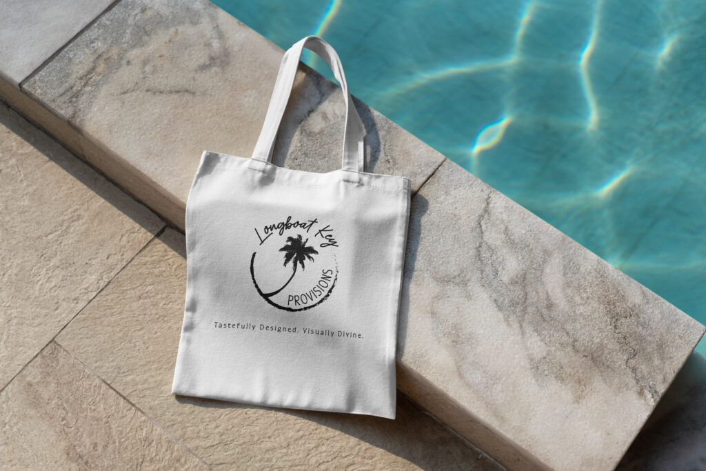 logo design on product placement of a handbag for brand identity